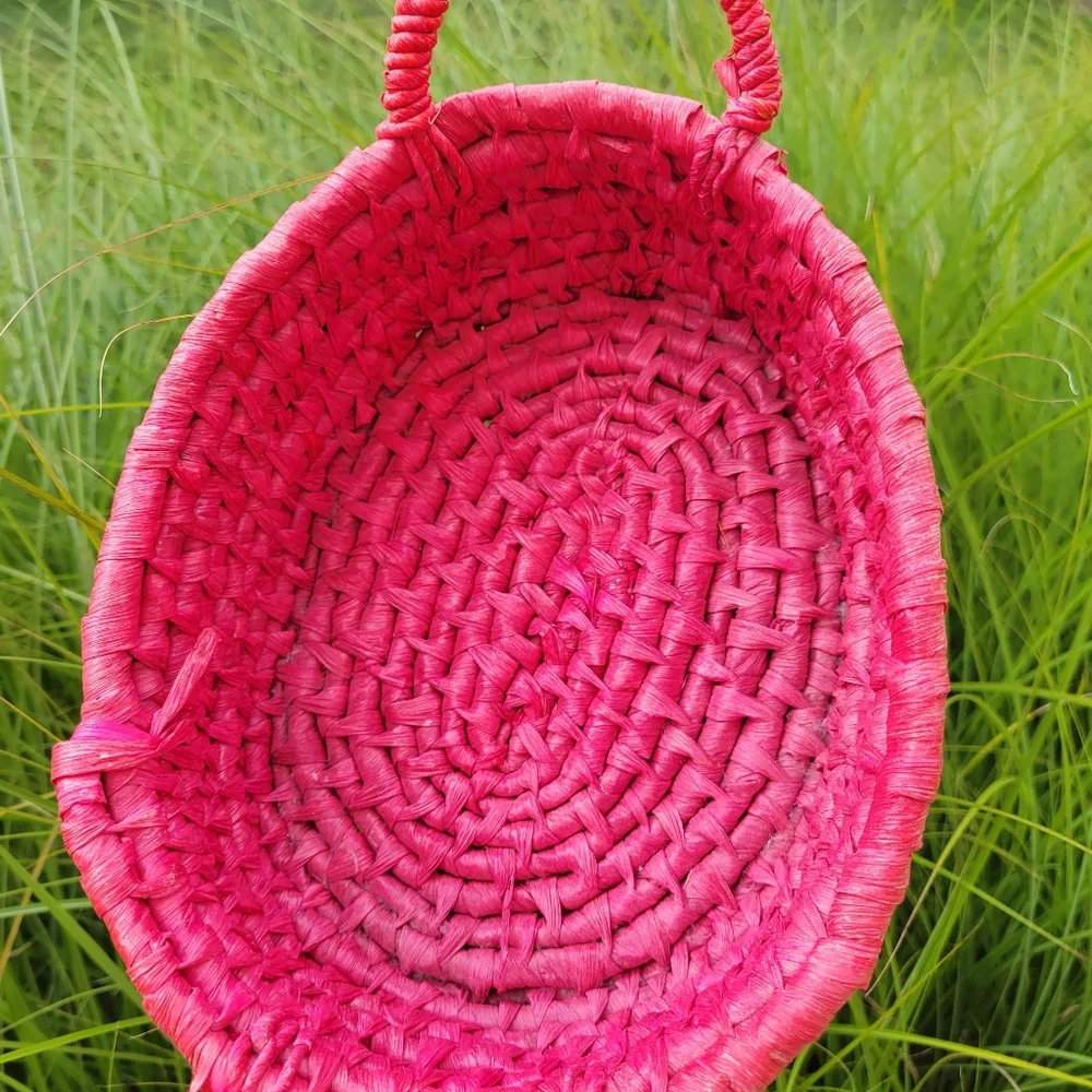 Dyed 2-Handled Basket & 6 NWT Mini Bamboo Baskets ~ Cute & Colorful!